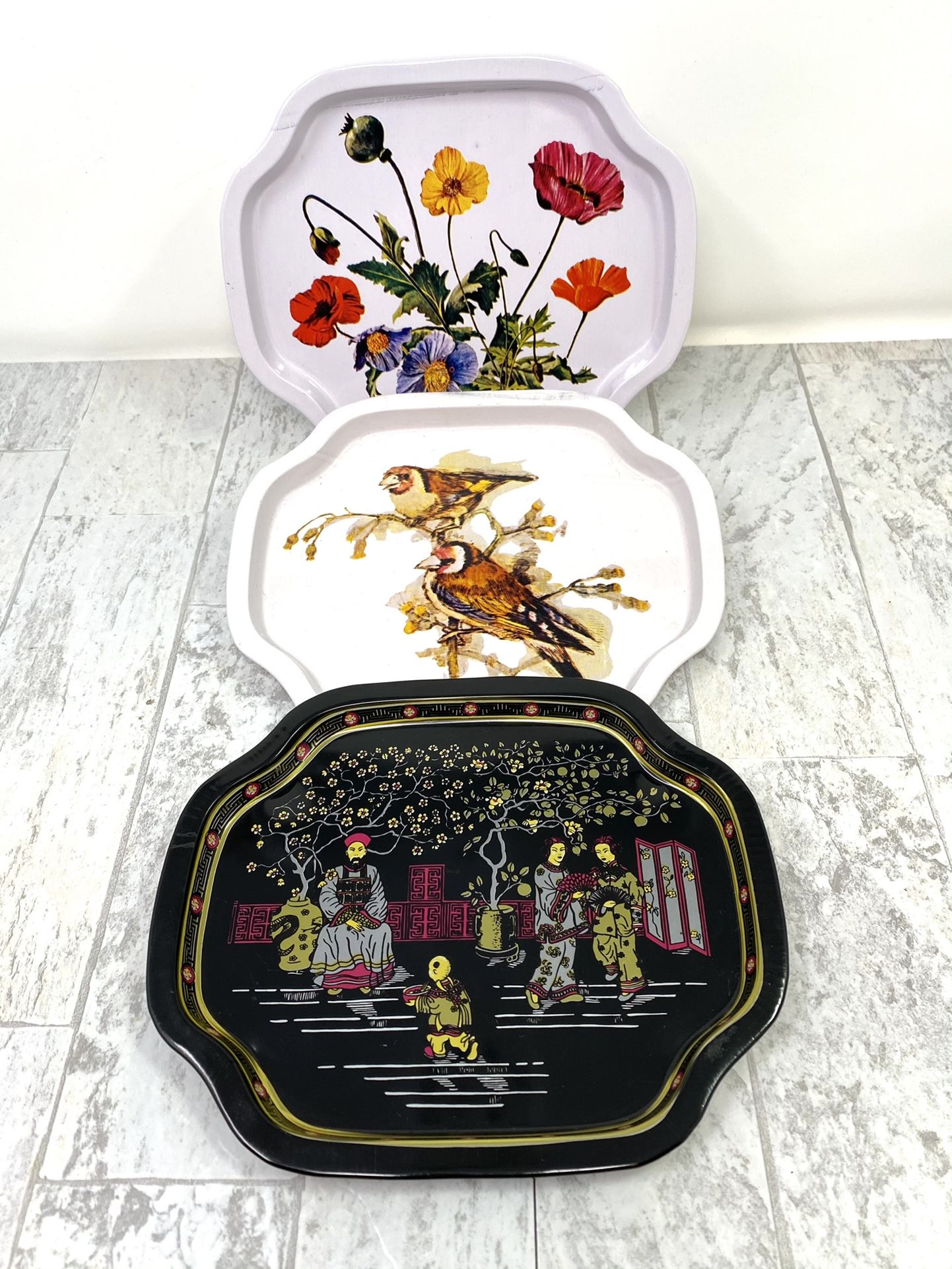 Set Of 3 Small Tin Trays