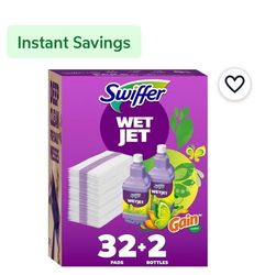 Swiffer WetJet 32 Pads + 2 Bottles Refill Pack