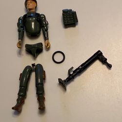 G I JOE MORTAR SOLDIER (SHORT-FUZE) from 1972 (straight-armed) with Accessories 