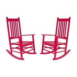 2 Red New Assembled Outdoor Wood Patio Porch Rocking Chair Rockers (OBO)