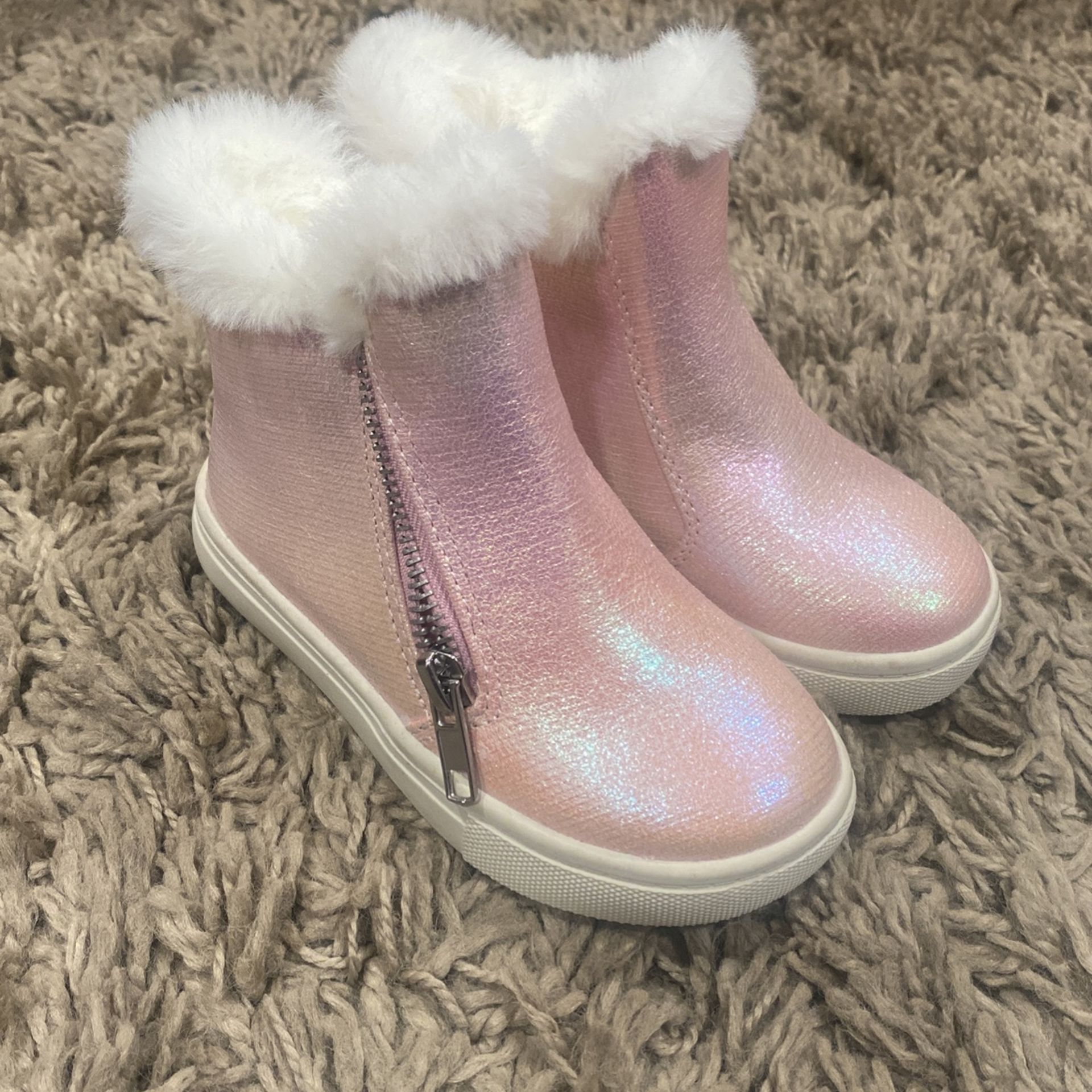 Pink Natalie Faux Fur Toddler Boots