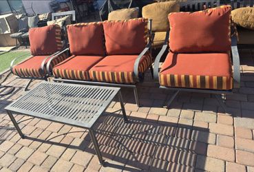 $1300 ARIZONA IRON PATIO SET with thick SUNBRELLA CUSHIONS