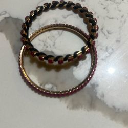 Gold And Burgandy Bangle Set 
