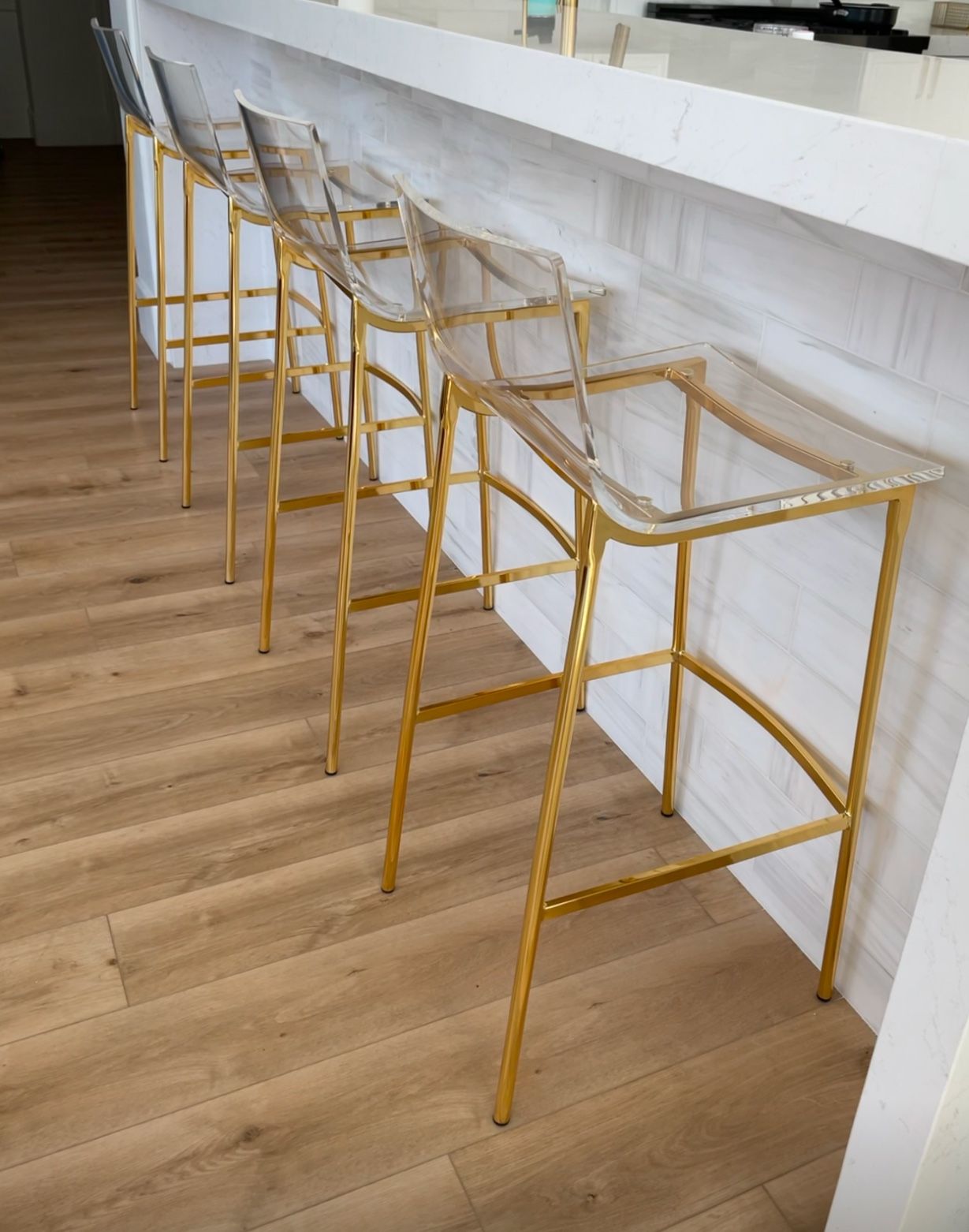 CB2 Acrylic Bar Height Stools Set Of 4