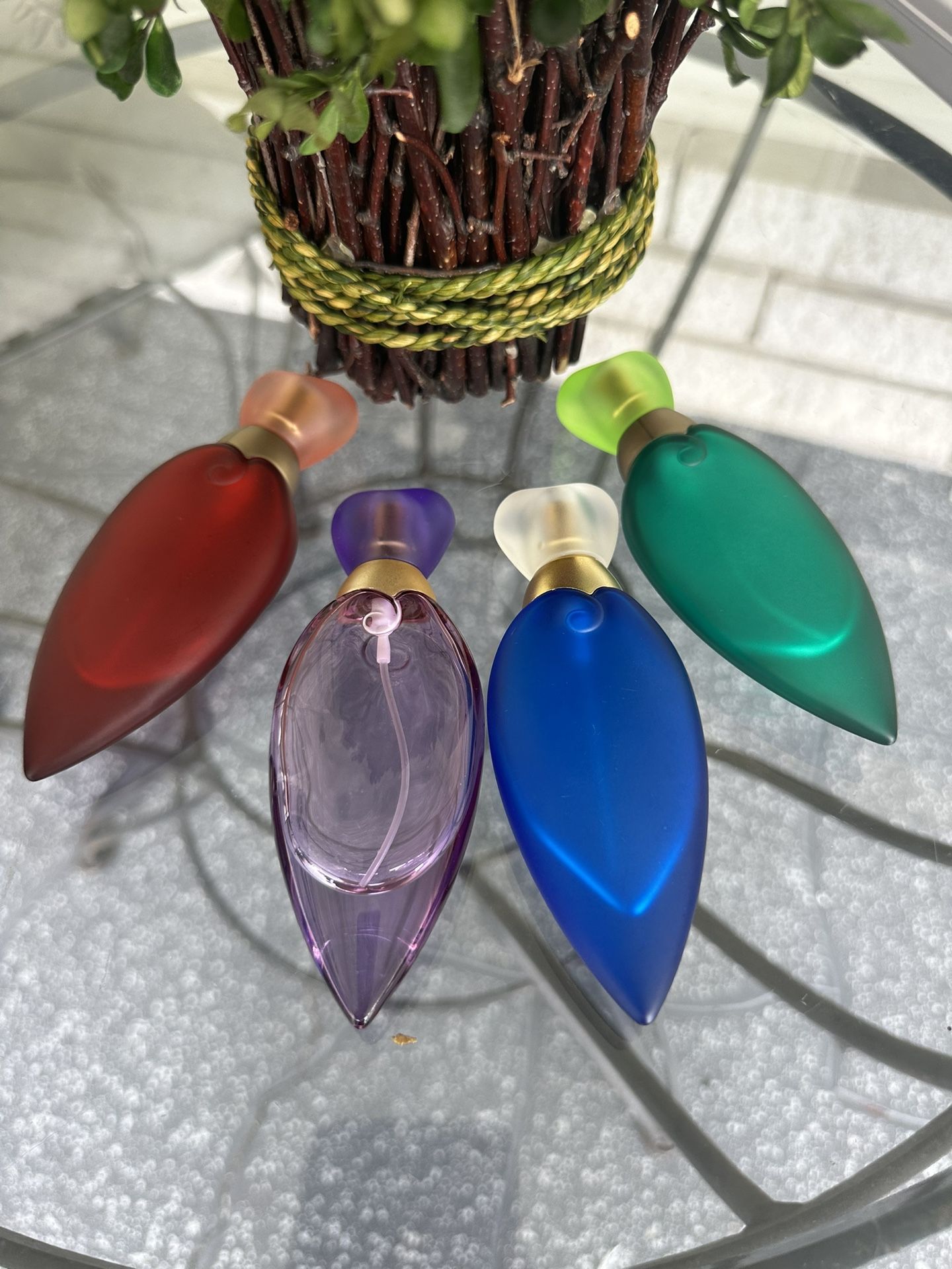 Tea Drop Frag Decant Travel Glass Empty Atomizer Spray Perfume Bottles Set of 4 1980 New.