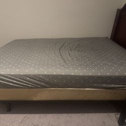 Queen Bed Frame + Wooden Headboard + Free Box Spring&Mattress 