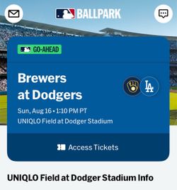 Dodgers vs Brewers Tickets