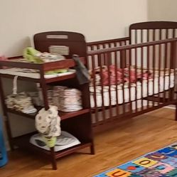 Crib With Changing Table Attachment & Mattress 