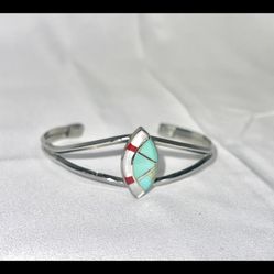 Multi-Stone Almond Shaped Inlay Cuff Bracelet