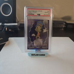 2023 JIMINY CRICKET DISNEY 100 CHROME PURPLE 072/299 PSA 10