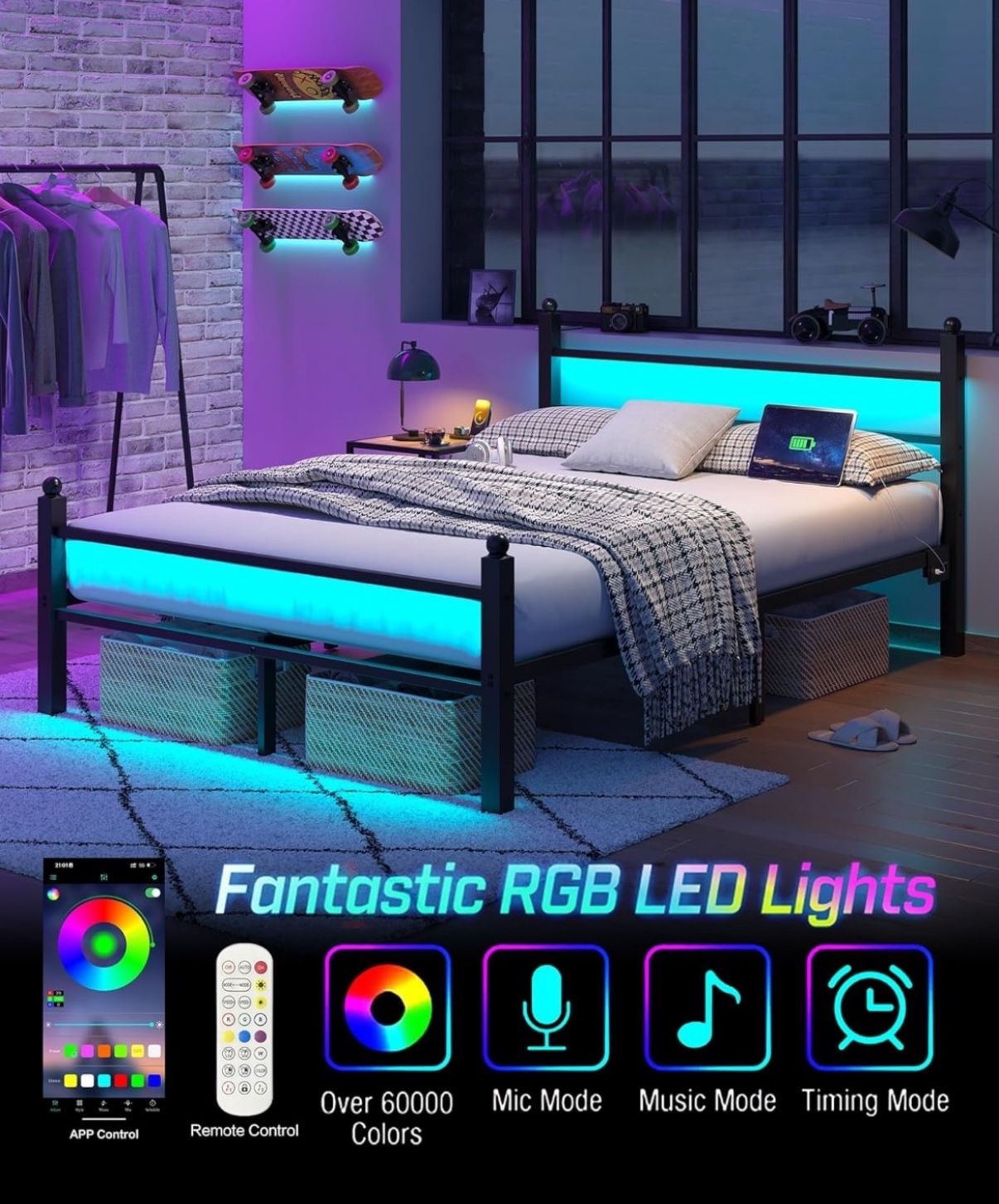 Queen Size LED bed Frame