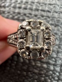 Diamond Emerald Engagement Ring