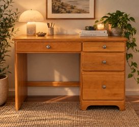 Solid Wood Vintage Writing Desk – 4 Drawers