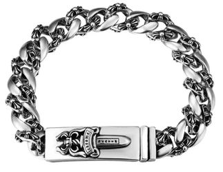 Chrome Hearts Style Antique Silver Plated Dagger Bracelet 