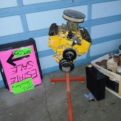 6 Cylinder Motor As Is With Engien Stand I Was Told Its Been Rebuilt Left Bebind At Estate Cleanout Must P.up Tonight.