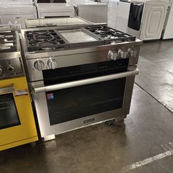 Miele  HR19363GDFGDCTS 36 Inch Freestanding Dual Fuel Smart Range