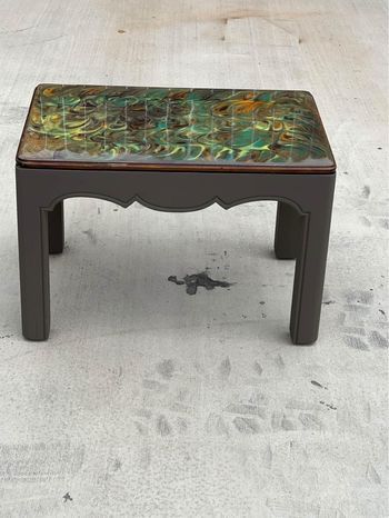 Small vintage epoxy top side end or accent table 16”H x 24”L x 16”W