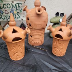 Hand Made Greek Apiculture Pottery set of 3