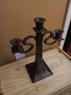 Antique Benedict Karnak Brass Art Nouveau 3 Candle Candlestick