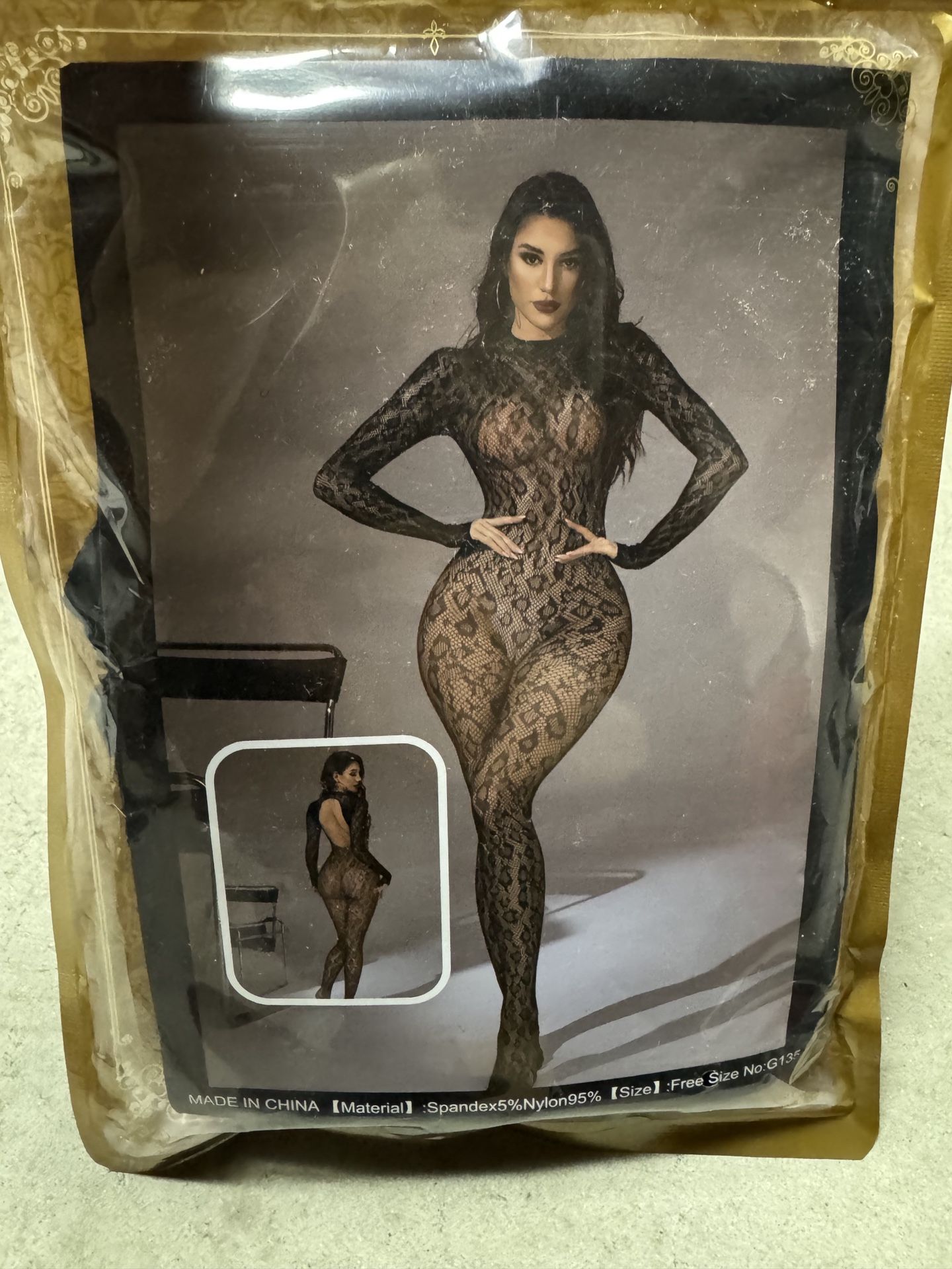 New one size black lace fishnet bodysuit body stocking cheetah leopard lingerie