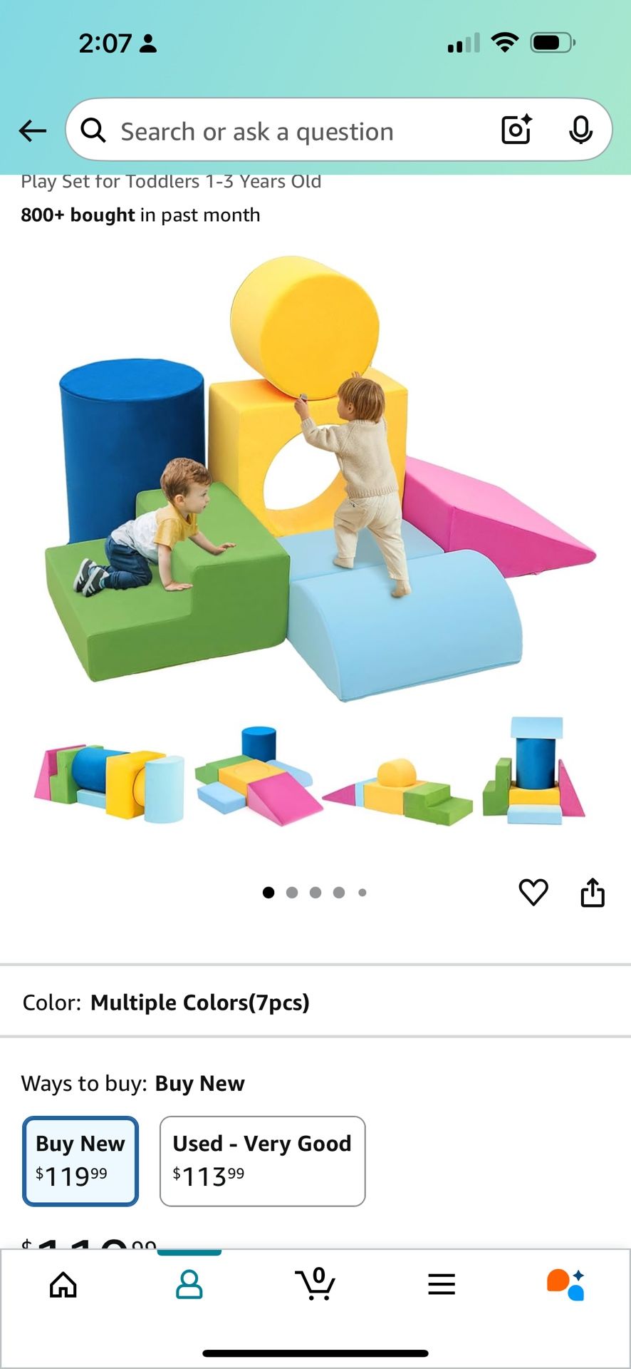Toddler Climbing Toys Indoor, 7-Piece Colourful Foam Climbing Blocks, Soft Play Climbing for Toddlers, Modular Crawling & Sliding Play Set for Toddler