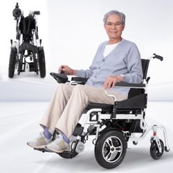 Lightweight Foldable Electric Wheelchair for Adults and Seniors - Portable Electric Wheelchair with 12 Mile Range - Perfect for Traveling - Supports 3