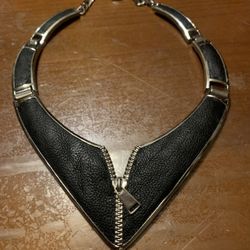 BCBGMAXAZRIA Leather Zip Necklace 