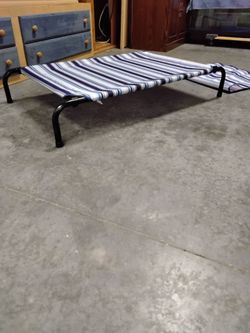 Folding Camp Cot with Striped Fabric