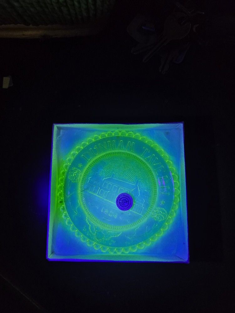 Vintage Uranium Glass Pairpoint Glass Company Commemorative Advertising Small Plate