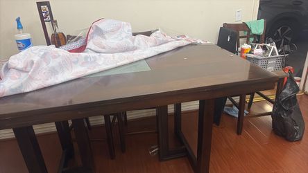 Dark Brown Wood Dining Table