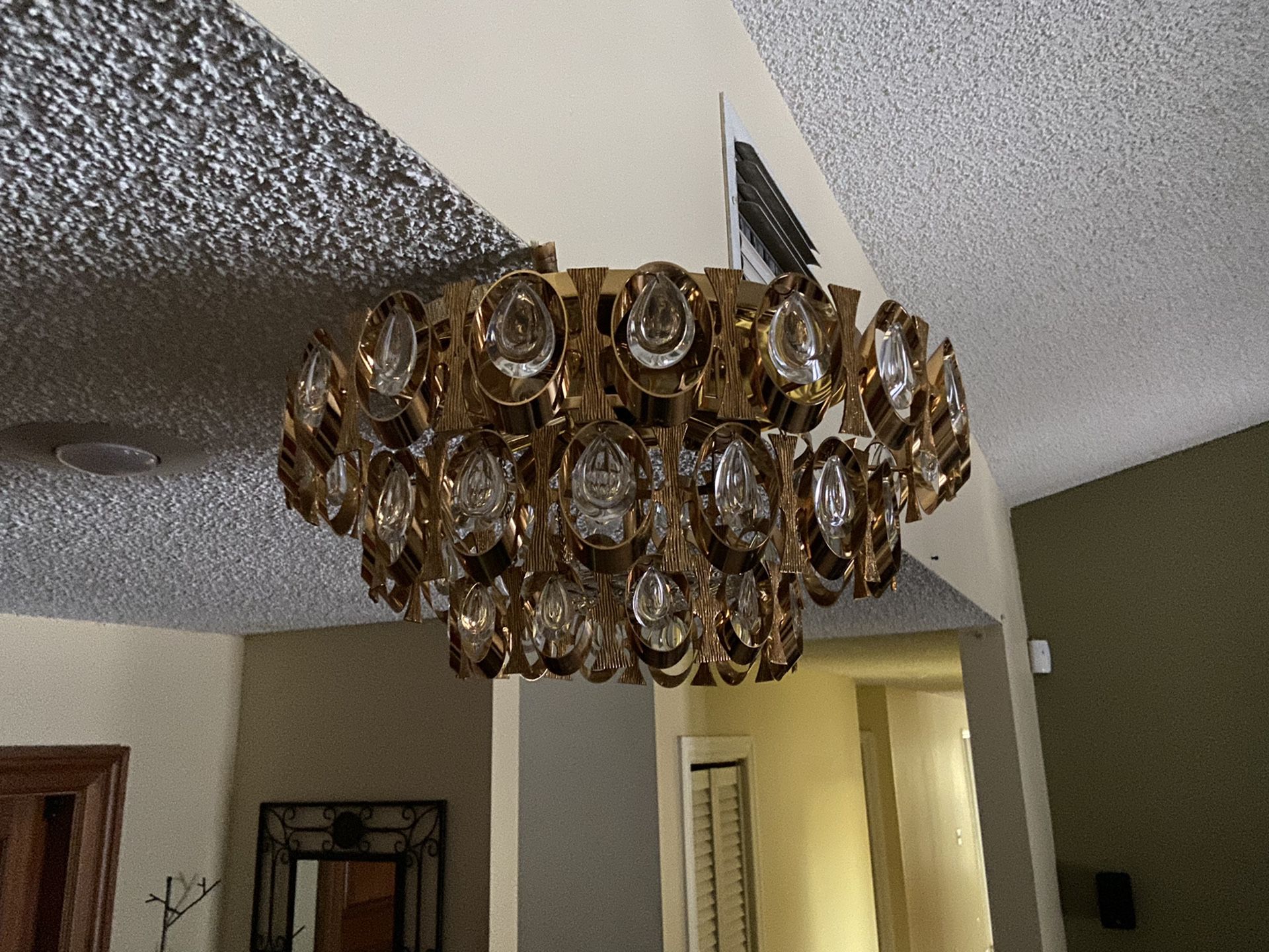 2 Chandeliers, Gold and Crystal, German Palwa