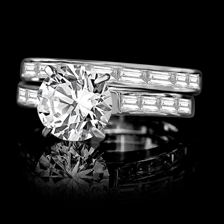 2CT intensely Radiant Round Diamond veneer® cubic zirconia wedding/engagement Sterling Silver ring. 635R71628