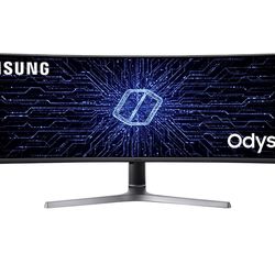 SAMSUNG Odyssey CRG Series 49-Inch Dual QHD (5120x1440) Gaming Monitor, 120Hz, Curved, QLED, HDR, Height Adjustable Stand, Radeon FreeSync (LC49RG90SS