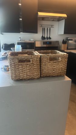 2 matching wicker baskets