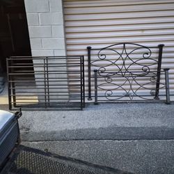 Wrought Iron Bed Frame with Ornate Scrollwork