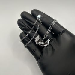 Vivienne Westwood Silver Black Necklace Heart New Chain Adjustable Pendant 18”