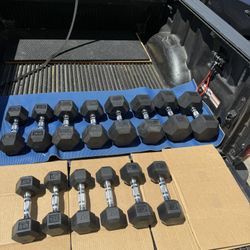 Hex Rubberized Dumbbell Set- Over 350 Pounds 