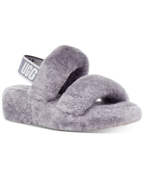 New Grey Ugg Fluff Yeah Slide Available in U.S Women Sizes 5.0 6.0 7.0 8.0 9.0