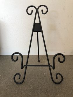 2 black metal stands