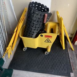 Mop Bucket, Wet Floor Signs And Anti Fatigue Mats 