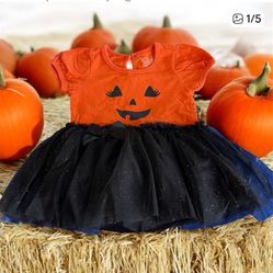 Halloween Baby Pumpkin W Tutu Attached 9-12 Mos