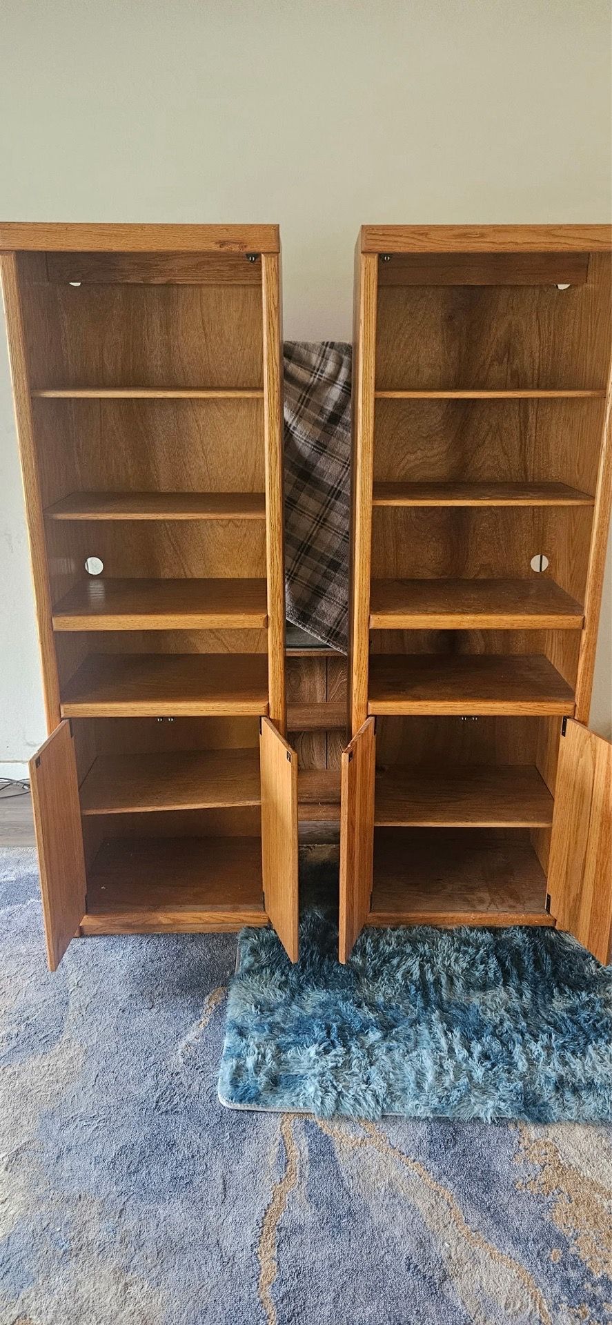 Two solid wood bookshelves