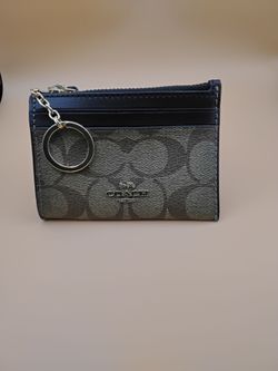 Coach Mini Skinny ID Case In Signature Canvas 4.25" x 3" Used Like New $40 Or Best Offer