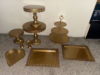 Set of 9 Cake Stands Metal Cupcake Stand Set Multiple Styles Candy Fruit Display Tower Dessert Plate Cake Serving Tray for Birthday Party Wedding Anni