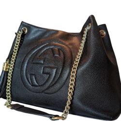 Gucci Soho Chained Shoulder Bag with Tassel – Black – Like New