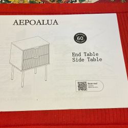 16x12x23” AEPOALUA Nightstand,Small Bedside Table with Gold Frame,White Night Stand - Compare @$65