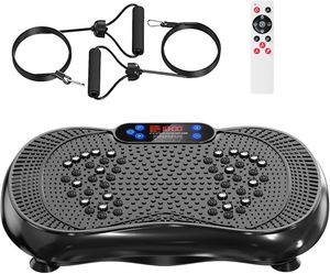 Vibration Plate Exercise Machine, Lymphatic Drainage Machine for Weight Loss, 100-Speed Platform with Remote & Bands, Quiet Full Body Vibrating Plate 