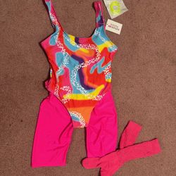 New Medium 80s Neon Work Out Barbie Outfit Costume Festival Rave 80s