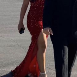 Long Red Sequence Dress