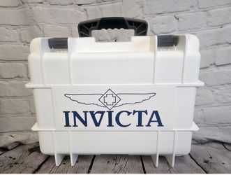 Invicta 8-Slot Dive Impact Watch Case. White. Navy (DC8WHT-NVY)